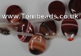 CAG3285 Top-drilled 12*16mm flat teardrop red line agate beads