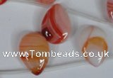 CAG3287 Top-drilled 15*20mm flat teardrop red line agate beads