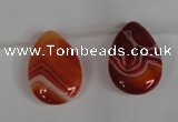 CAG3288 Top-drilled 18*25mm flat teardrop red line agate beads