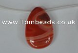 CAG3289 Top-drilled 20*30mm flat teardrop red line agate beads