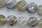 CAG3314 15.5 inches 14mm twisted coin natural grey agate beads