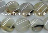 CAG3315 15.5 inches 16mm twisted coin natural grey agate beads