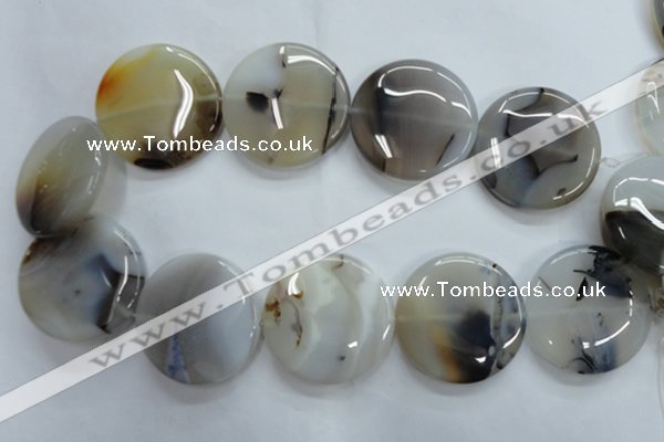 CAG3339 15.5 inches 40mm flat round natural grey agate beads