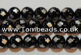 CAG3352 15.5 inches 8mm carved round black agate beads wholesale