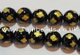 CAG3362 15.5 inches 8mm carved round black agate beads wholesale