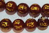 CAG3404 15.5 inches 14mm carved round red agate beads wholesale