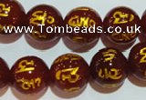 CAG3405 15.5 inches 16mm carved round red agate beads wholesale