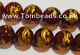 CAG3411 15.5 inches 14mm carved round red agate beads wholesale