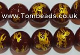 CAG3413 15.5 inches 18mm carved round red agate beads wholesale