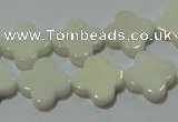 CAG3425 15.5 inches 14*14mm flower white agate gemstone beads