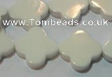 CAG3428 15.5 inches 20*20mm flower white agate gemstone beads