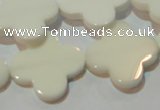 CAG3429 15.5 inches 25*25mm flower white agate gemstone beads