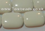 CAG3441 15.5 inches 18*25mm rectangle white agate gemstone beads