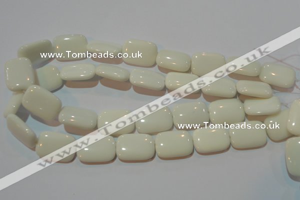 CAG3441 15.5 inches 18*25mm rectangle white agate gemstone beads