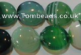 CAG3455 15.5 inches 18mm flat round green line agate beads