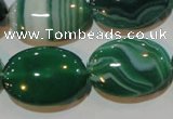 CAG3463 15.5 inches 18*25mm oval green line agate beads