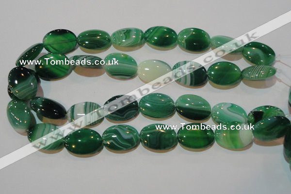 CAG3463 15.5 inches 18*25mm oval green line agate beads