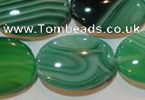 CAG3465 15.5 inches 22*30mm oval green line agate beads