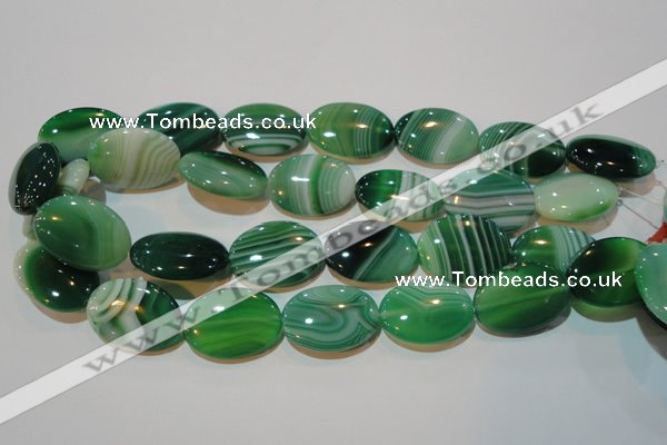 CAG3465 15.5 inches 22*30mm oval green line agate beads