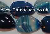 CAG3472 15.5 inches 18*25mm flat teardrop blue line agate beads