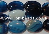 CAG3480 15.5 inches 13*18mm oval blue line agate beads