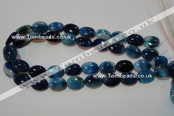 CAG3481 15.5 inches 15*20mm oval blue line agate beads