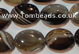 CAG3495 15.5 inches 15*20mm oval brown line agate beads