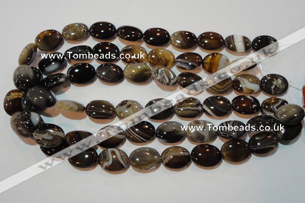 CAG3495 15.5 inches 15*20mm oval brown line agate beads