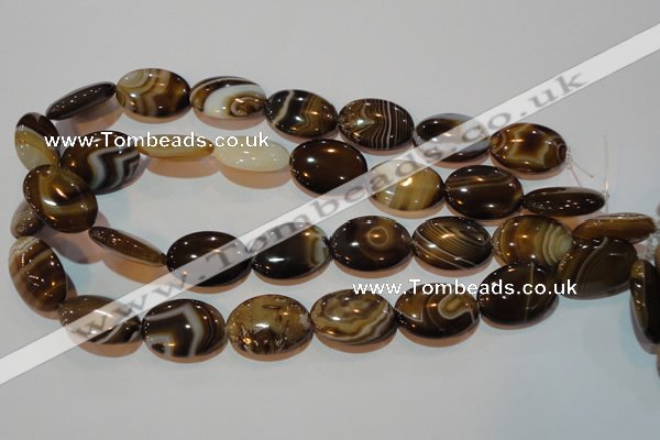 CAG3496 15.5 inches 18*25mm oval brown line agate beads