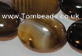 CAG3498 15.5 inches 22*30mm oval brown line agate beads