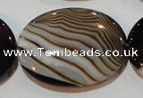 CAG3500 15.5 inches 30*40mm oval brown line agate beads