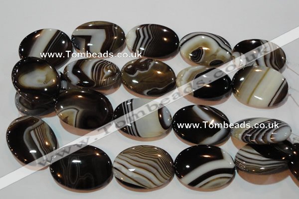 CAG3500 15.5 inches 30*40mm oval brown line agate beads