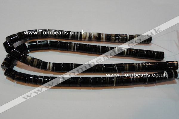 CAG3510 15.5 inches 11*13mm column brown line agate beads