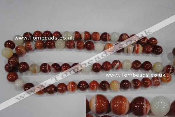 CAG3589 15.5 inches 12mm round red line agate beads wholesale