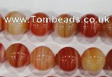 CAG3590 15.5 inches 14mm round red line agate beads wholesale