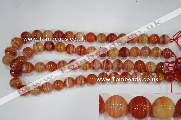 CAG3590 15.5 inches 14mm round red line agate beads wholesale