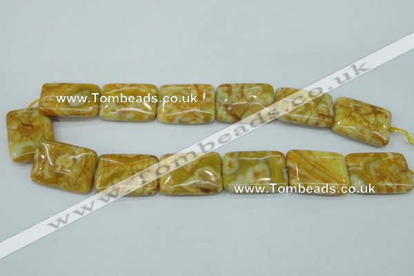 CAG3625 15.5 inches 22*30mm rectangle yellow crazy lace agate beads