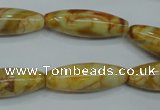 CAG3633 15.5 inches 10*30mm rice yellow crazy lace agate beads