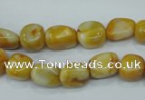 CAG3635 15.5 inches 10*12mm nuggets yellow crazy lace agate beads