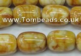 CAG3638 15.5 inches 15*20mm drum yellow crazy lace agate beads