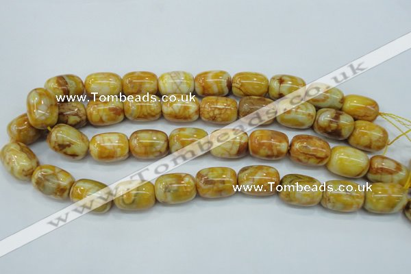 CAG3638 15.5 inches 15*20mm drum yellow crazy lace agate beads