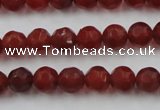 CAG3661 15.5 inches 8mm carved round matte red agate beads