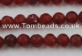 CAG3661 15.5 inches 8mm carved round matte red agate beads