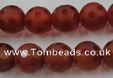 CAG3664 15.5 inches 14mm carved round matte red agate beads