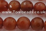 CAG3665 15.5 inches 16mm carved round matte red agate beads