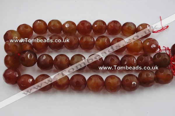 CAG3666 15.5 inches 18mm carved round matte red agate beads