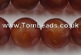 CAG3667 15.5 inches 20mm carved round matte red agate beads