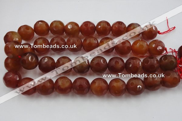 CAG3667 15.5 inches 20mm carved round matte red agate beads