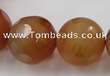 CAG3668 15.5 inches 22mm carved round matte red agate beads