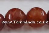 CAG3669 15.5 inches 24mm carved round matte red agate beads